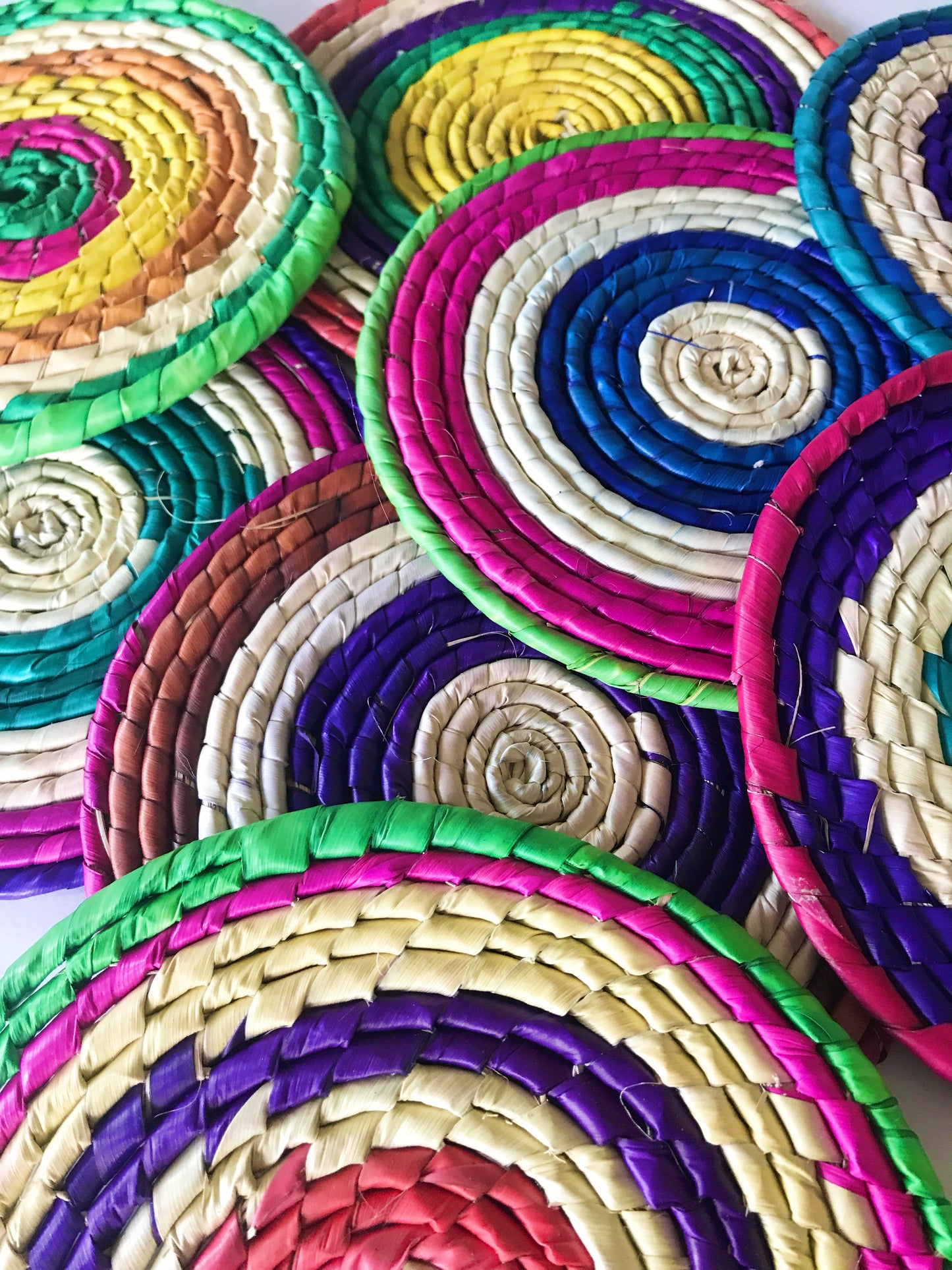 Mexican straw coasters -set of 4 assorted colors