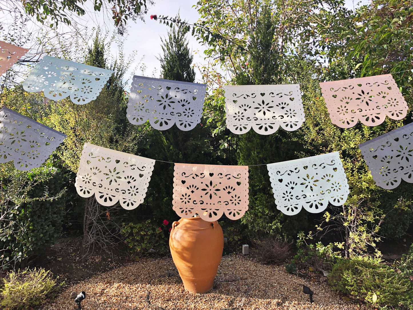 Papel Picado banner - muted pastel colors