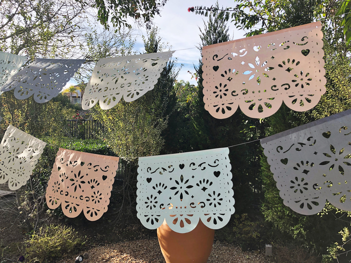 Papel Picado banner - muted pastel colors
