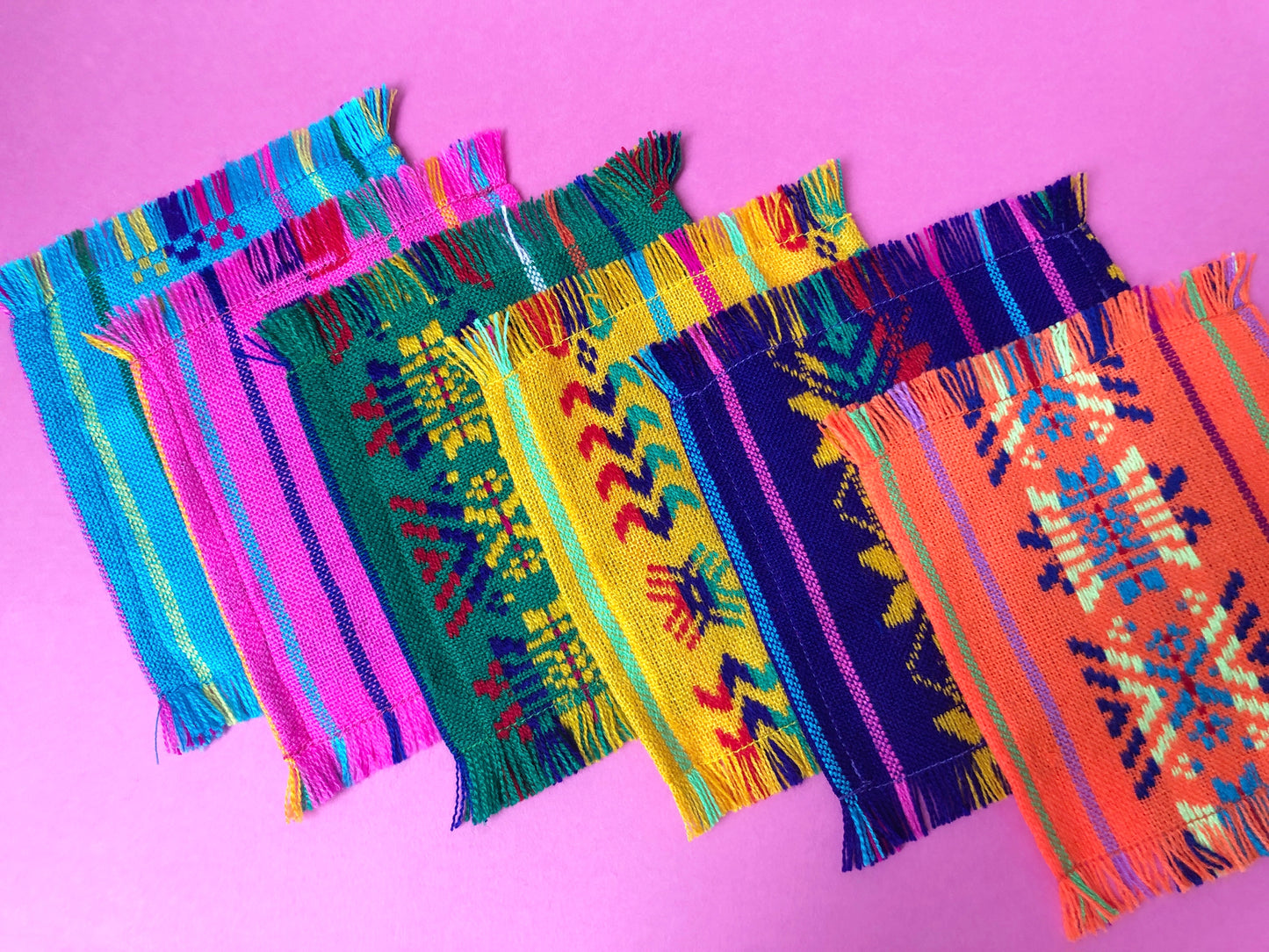 Mexican Fabric COCKTAIL napkins, Bulk Set of 6 tribal assorted colors