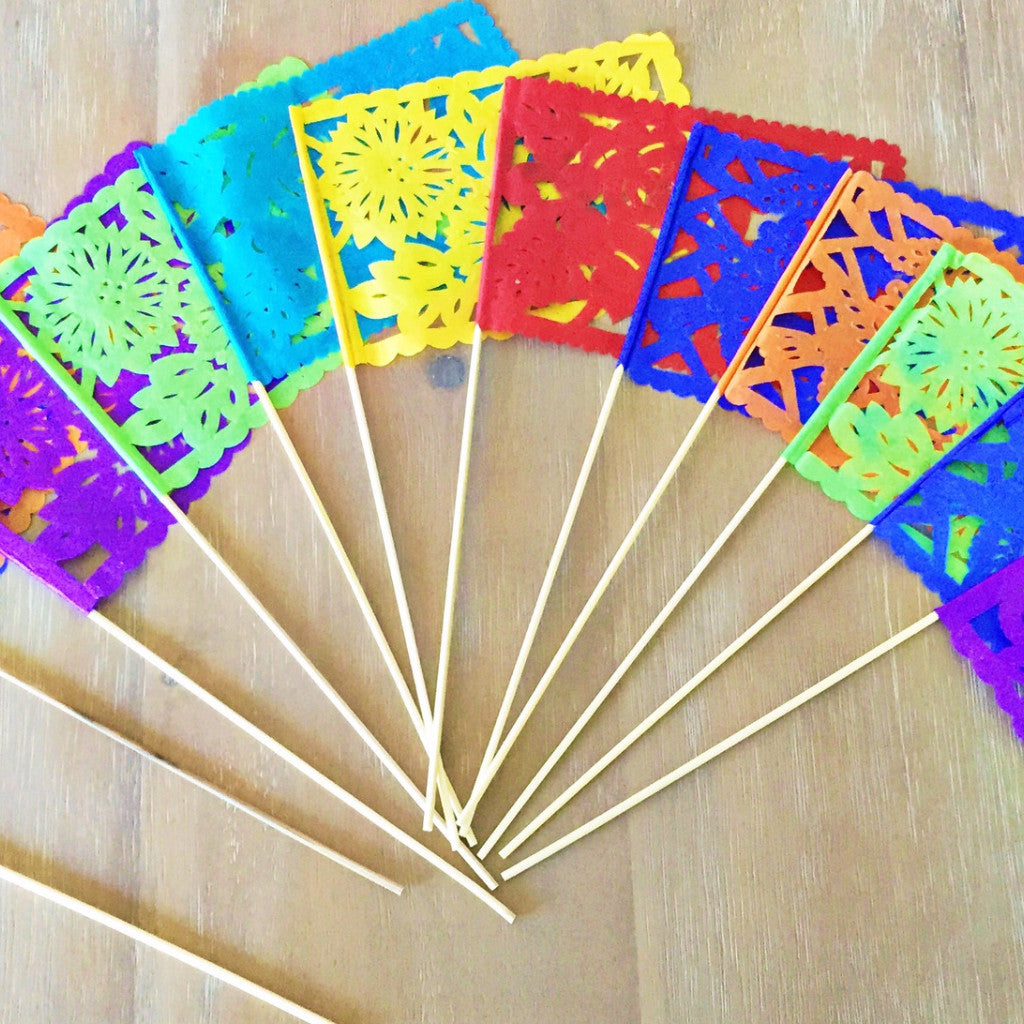 Mexican Papel Picado flags centerpiece, set of 12 - MesaChic - 2