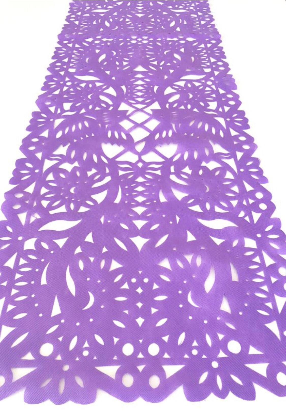Mexican Fabric Table Runner Papel Picado Design Purple