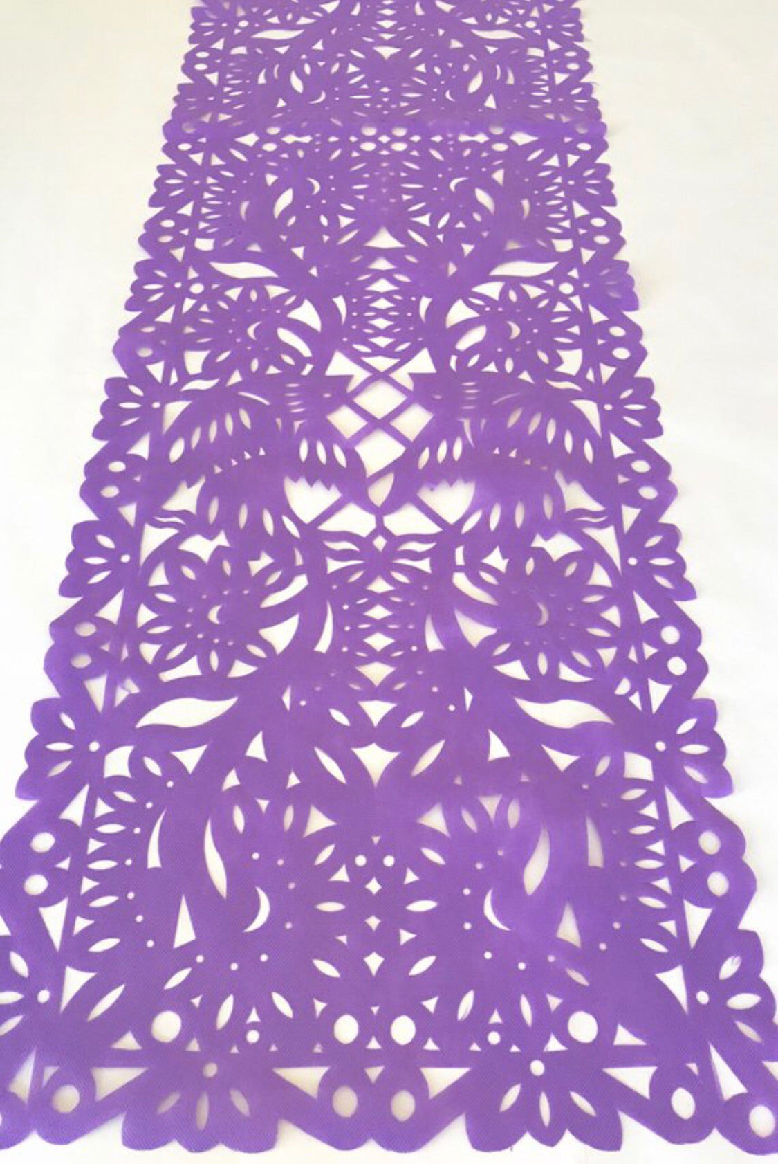 Mexican Fabric Table Runner Papel Picado Design Purple