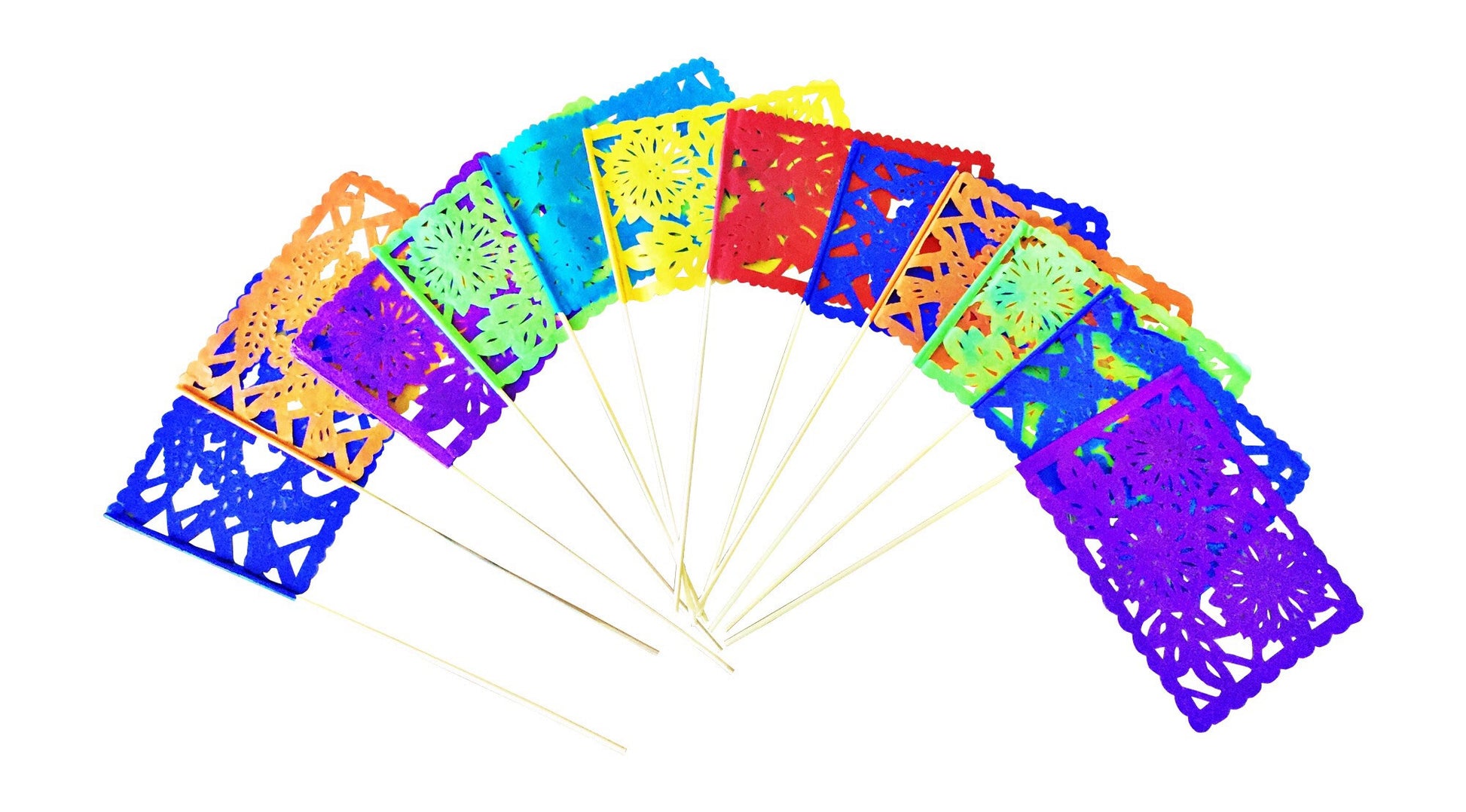 Mexican Papel Picado flags centerpiece, set of 12 - MesaChic - 1