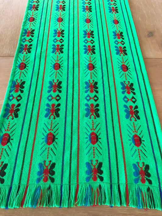 Mexican Fabric Table Runner - Lime green