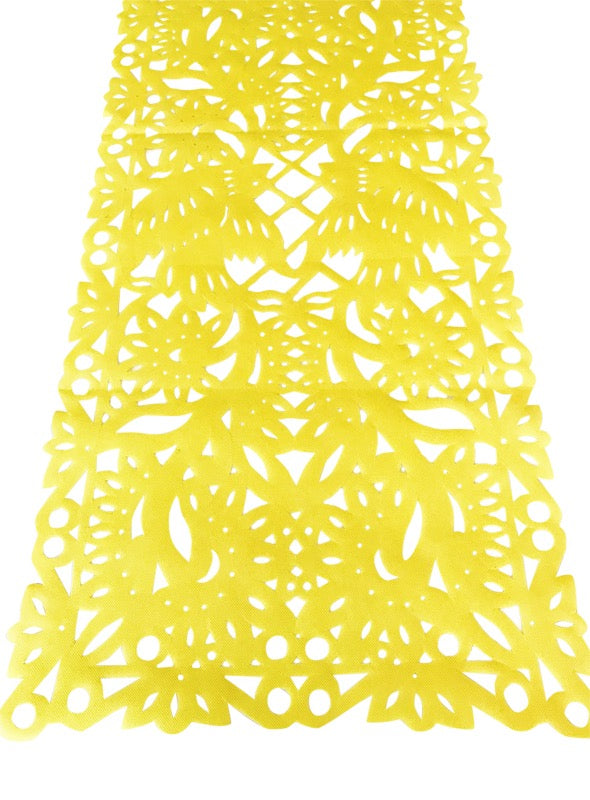 Mexican fabric Table Runner Papel Picado design Yellow