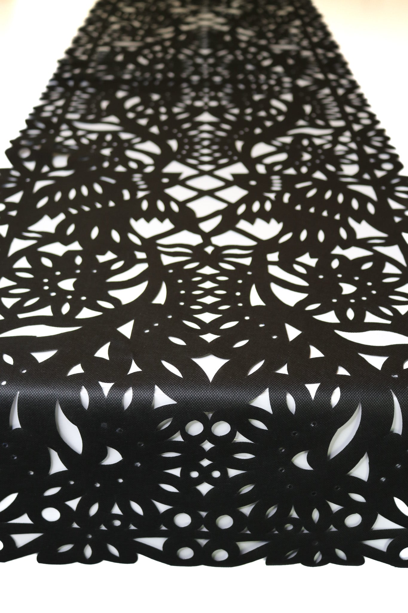 Mexican fabric Table Runner Papel Picado design -Black