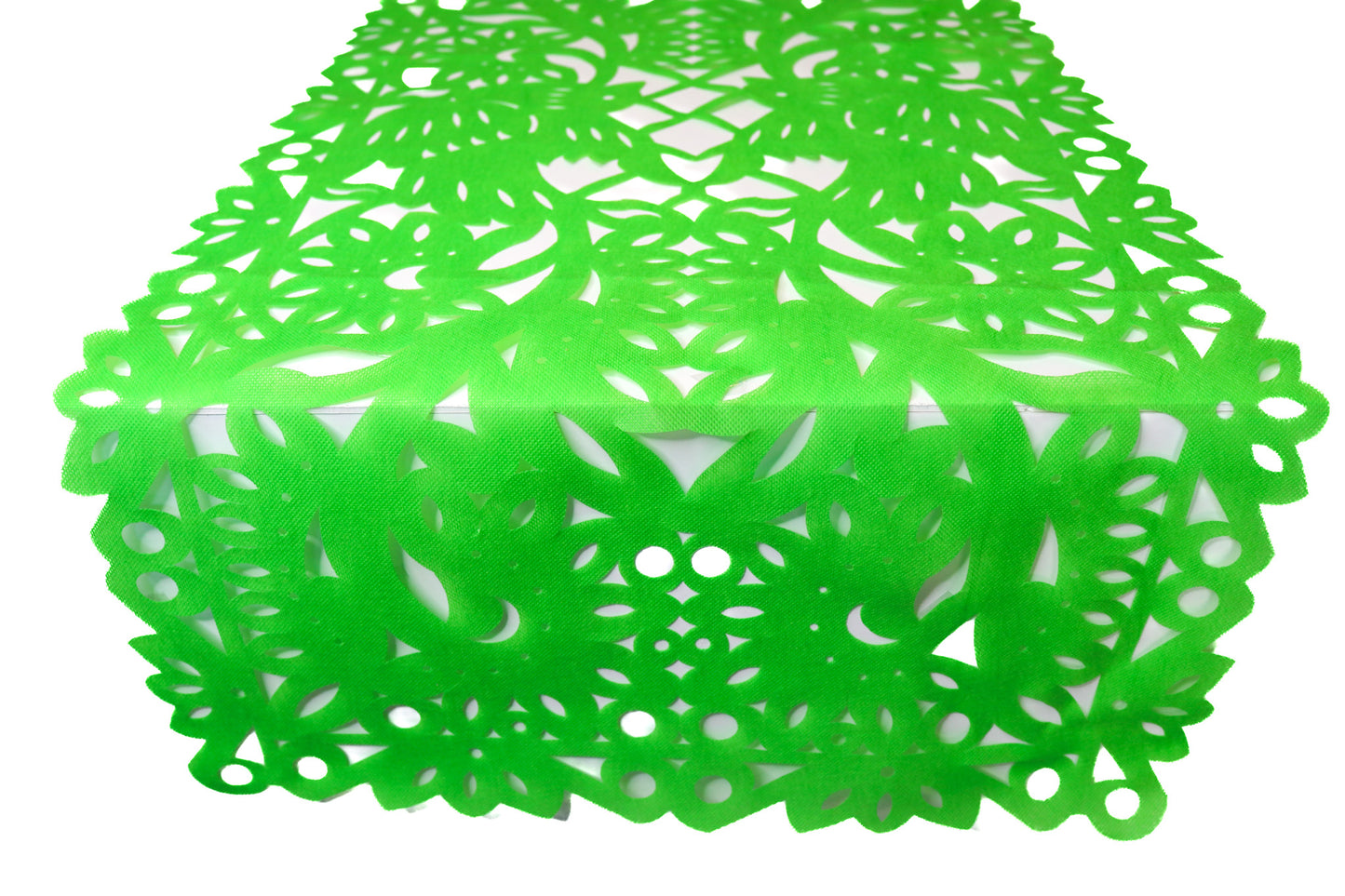 Mexican Fabric Table Runner Papel Picado Design Lime Green