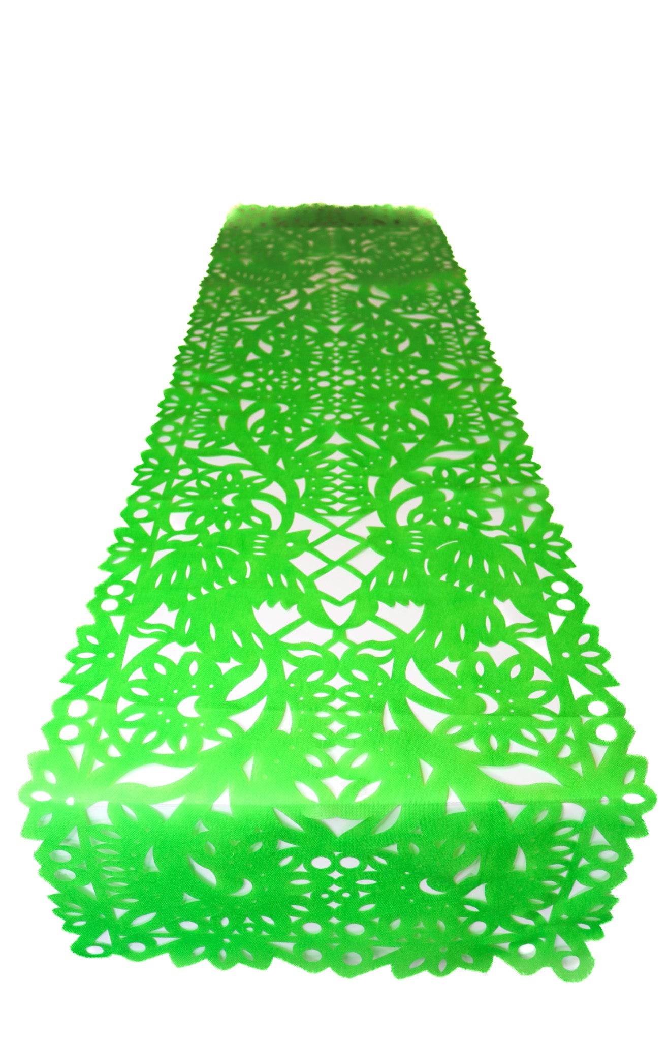 Mexican Fabric Table Runner Papel Picado Design Lime Green