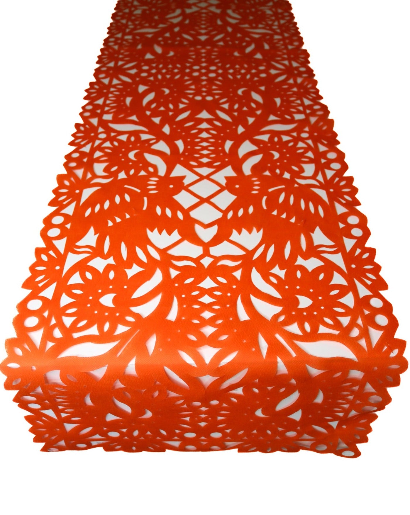 Mexican fabric Table Runner Papel Picado design Orange