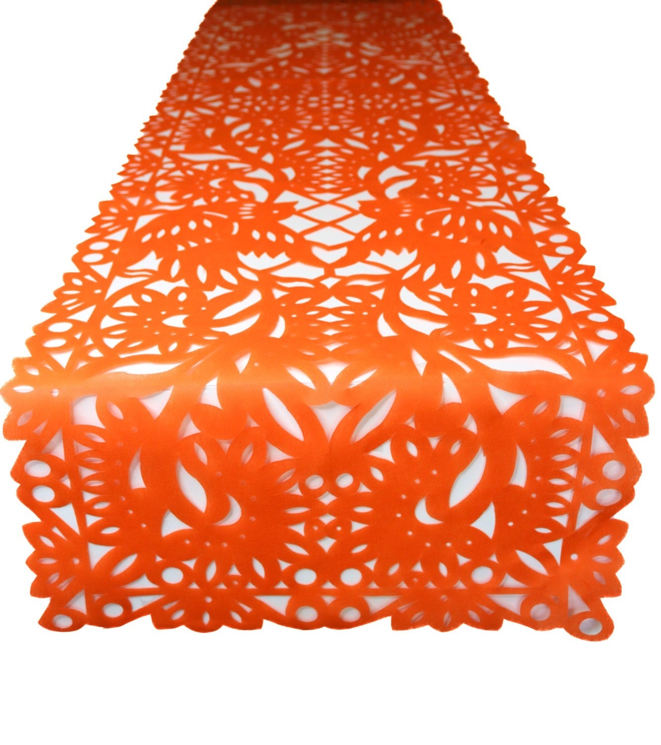 Mexican fabric Table Runner Papel Picado design Orange