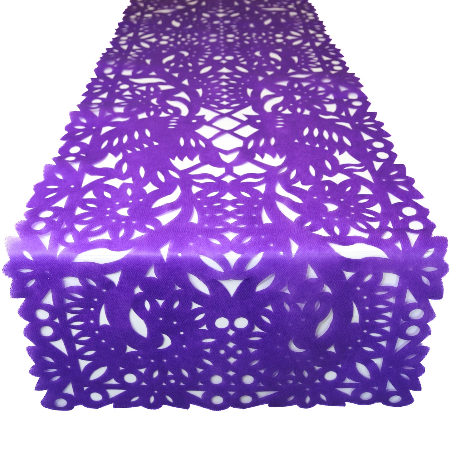 Mexican Fabric Table Runner Papel Picado Design Purple