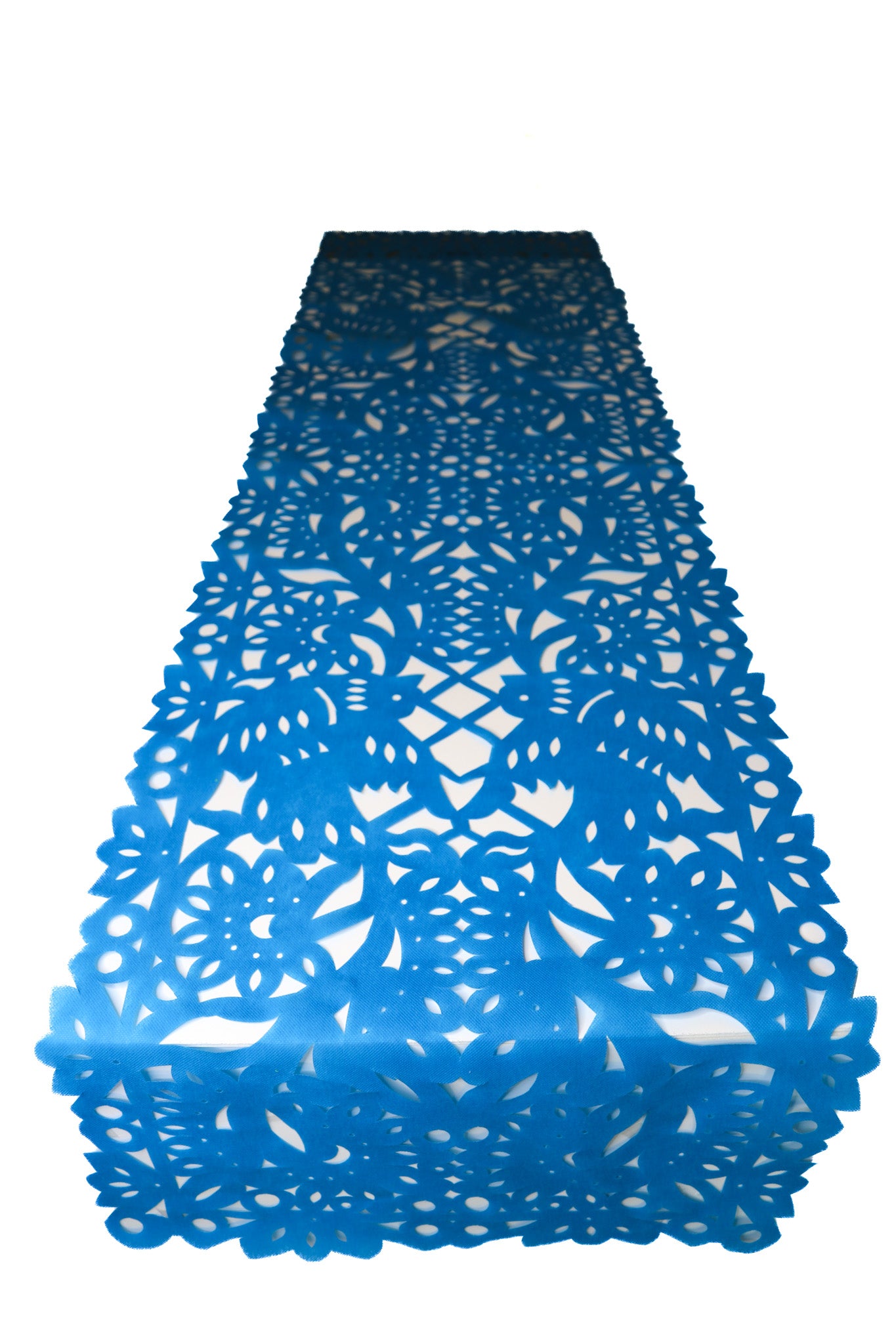 Mexican fabric Table Runner Papel Picado design bright Blue
