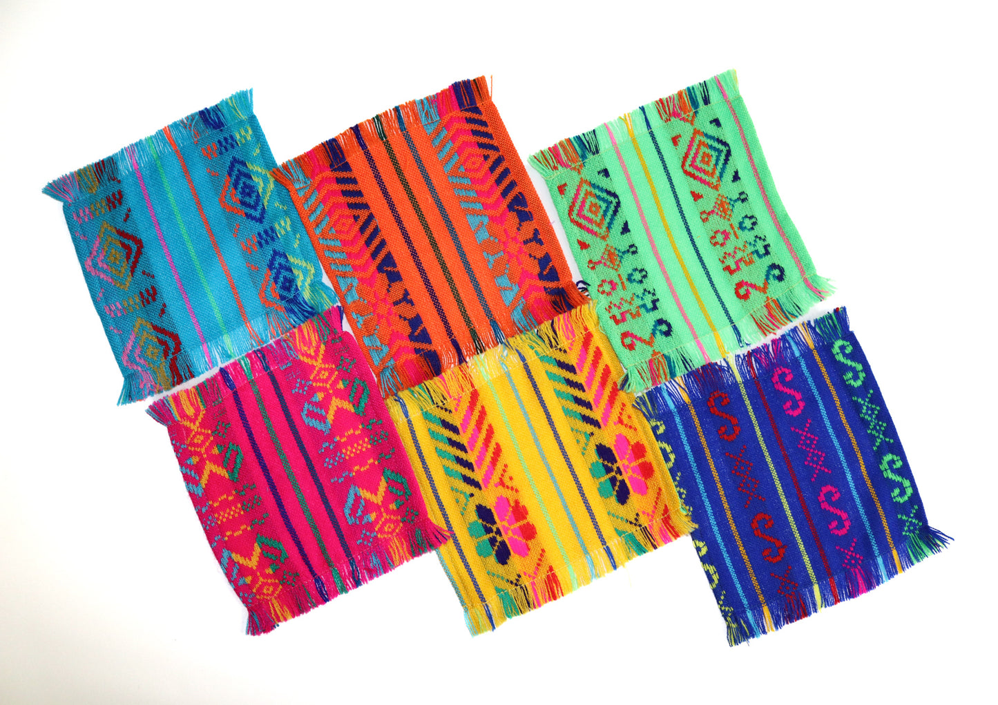 Mexican Fabric COCKTAIL napkins, Bulk Set of 6 tribal assorted colors