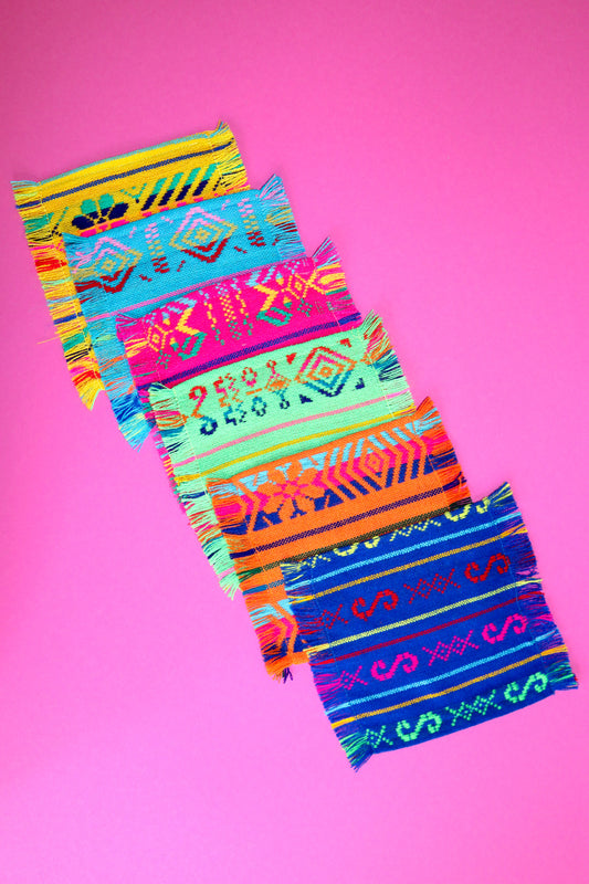Mexican Fabric COCKTAIL napkins, Bulk Set of 6 tribal assorted colors