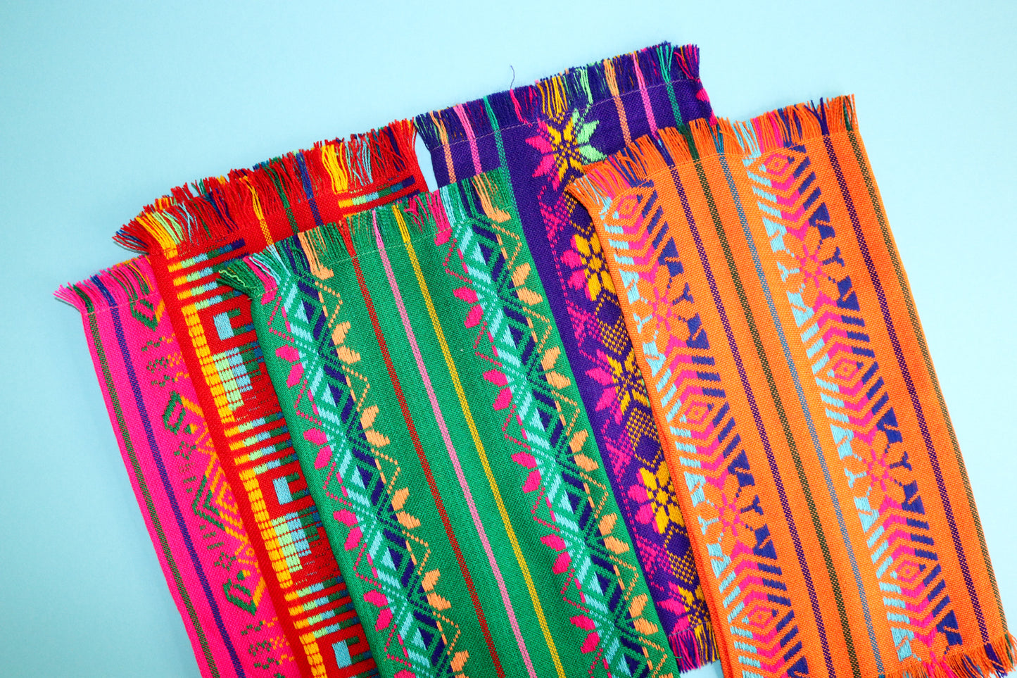 Mexican Fabric Napkins, Bulk Set of 6 Tribal Assorted Colors