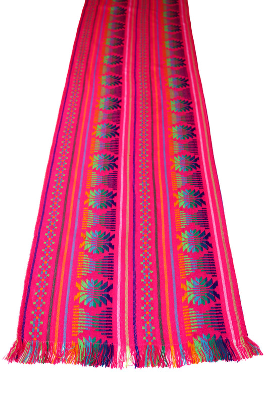 Mexican Fabric Table Runner - Rainbow Pink