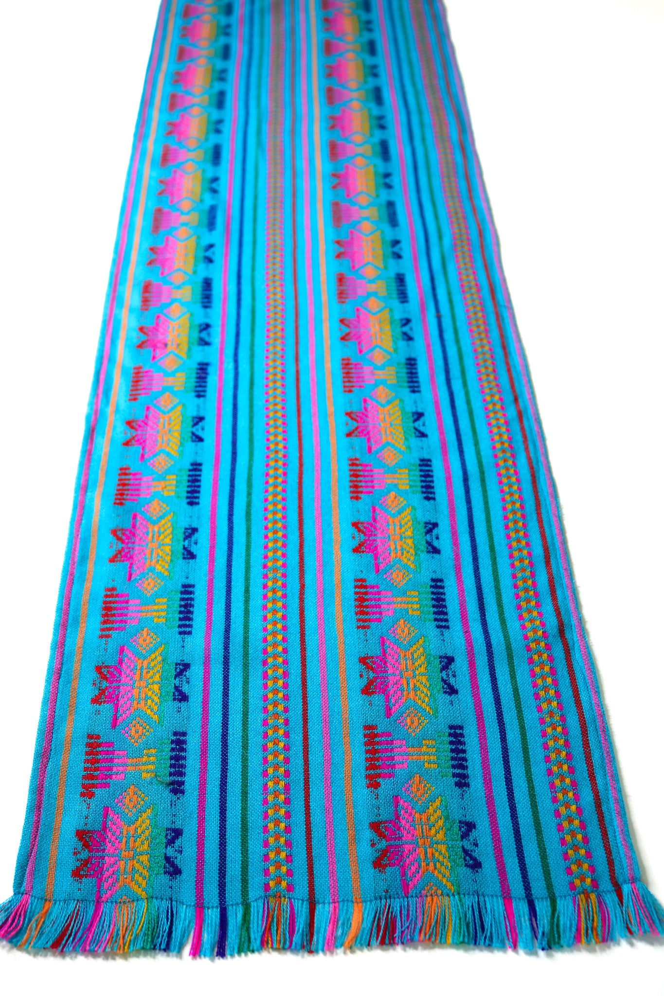 Mexican Fabric Table Runner - Light Blue