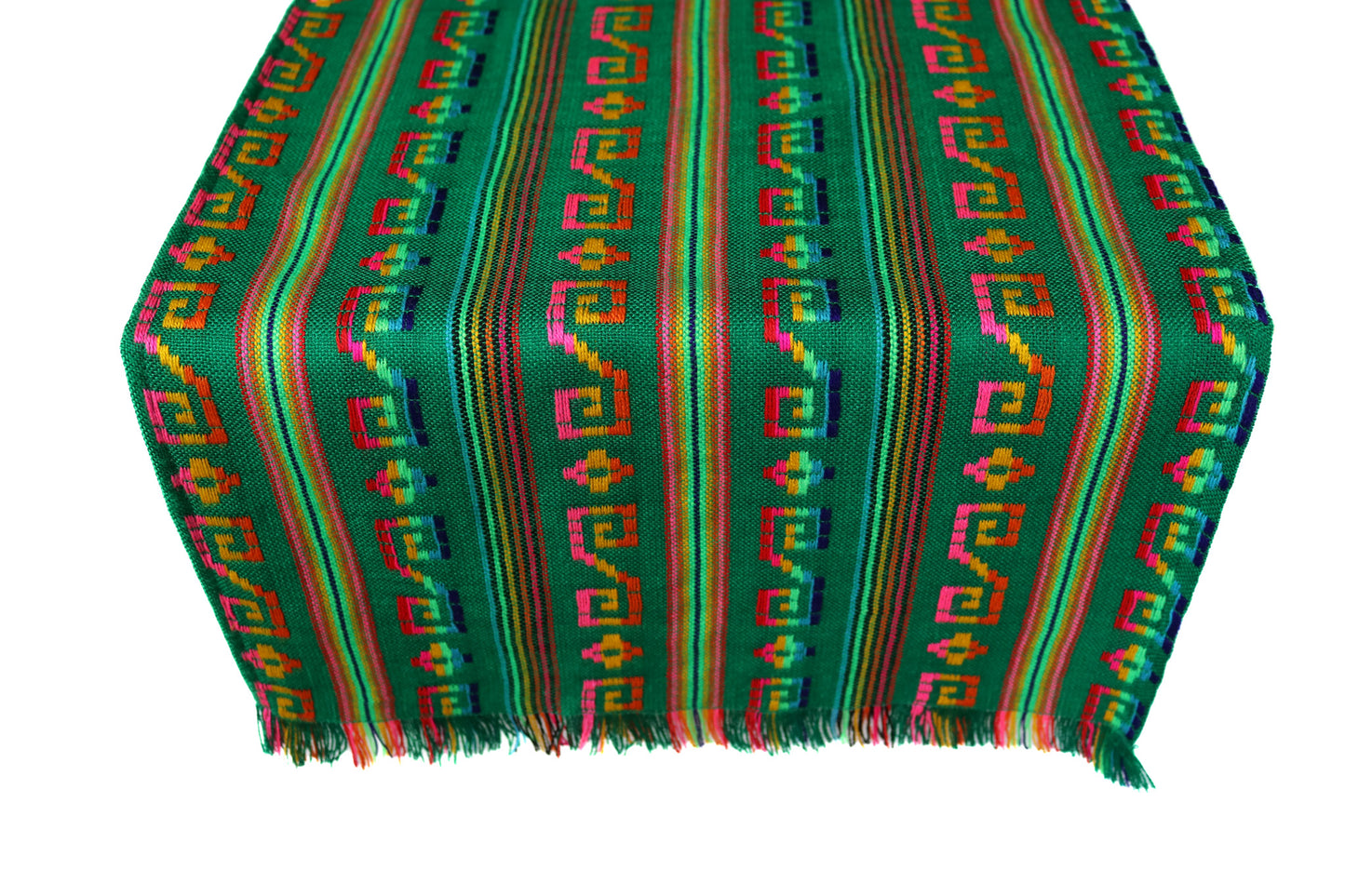 Mexican Fabric Table Runner - Flag green