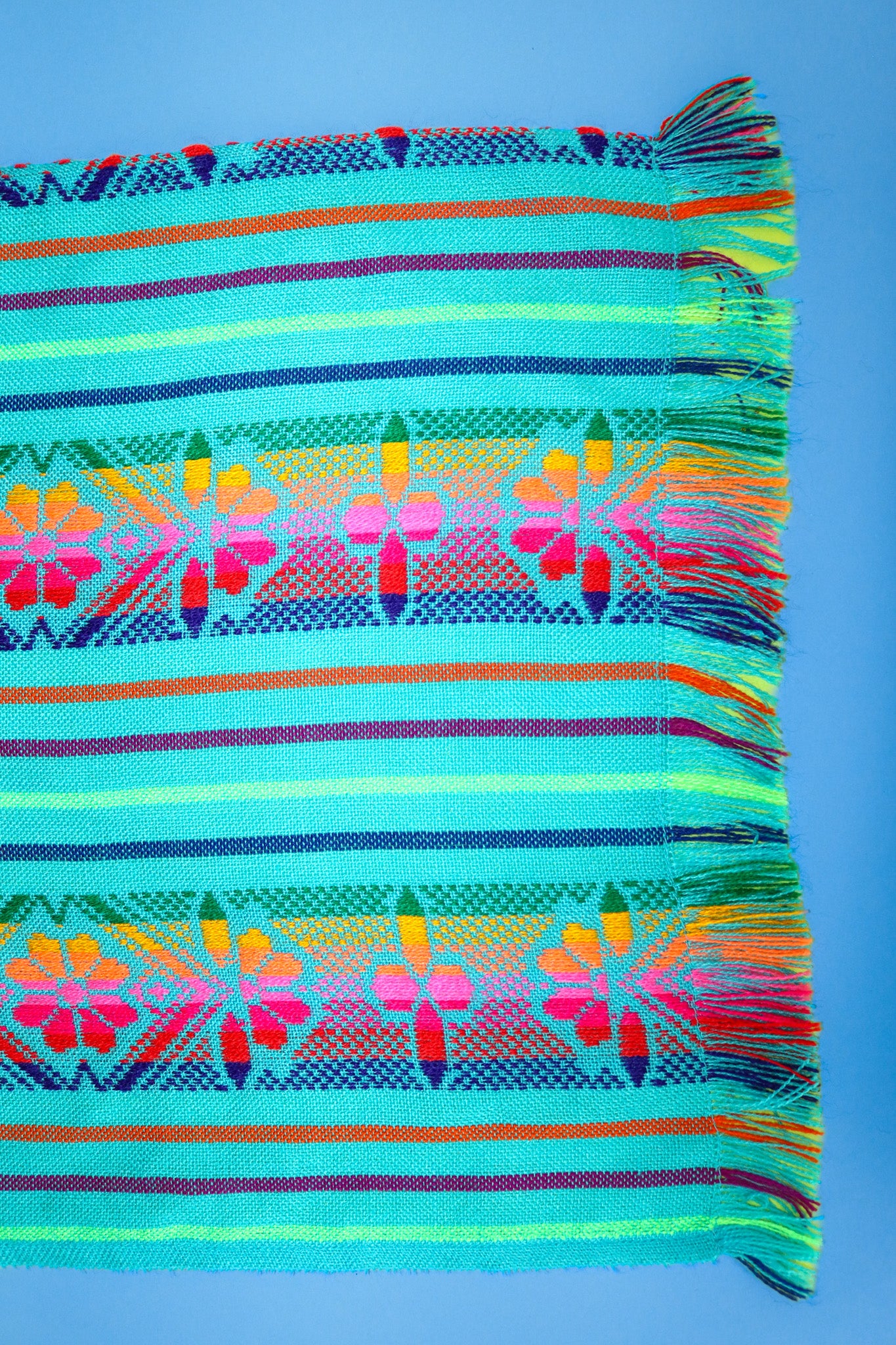 Mexican Fabric Table Runner - Turquoise
