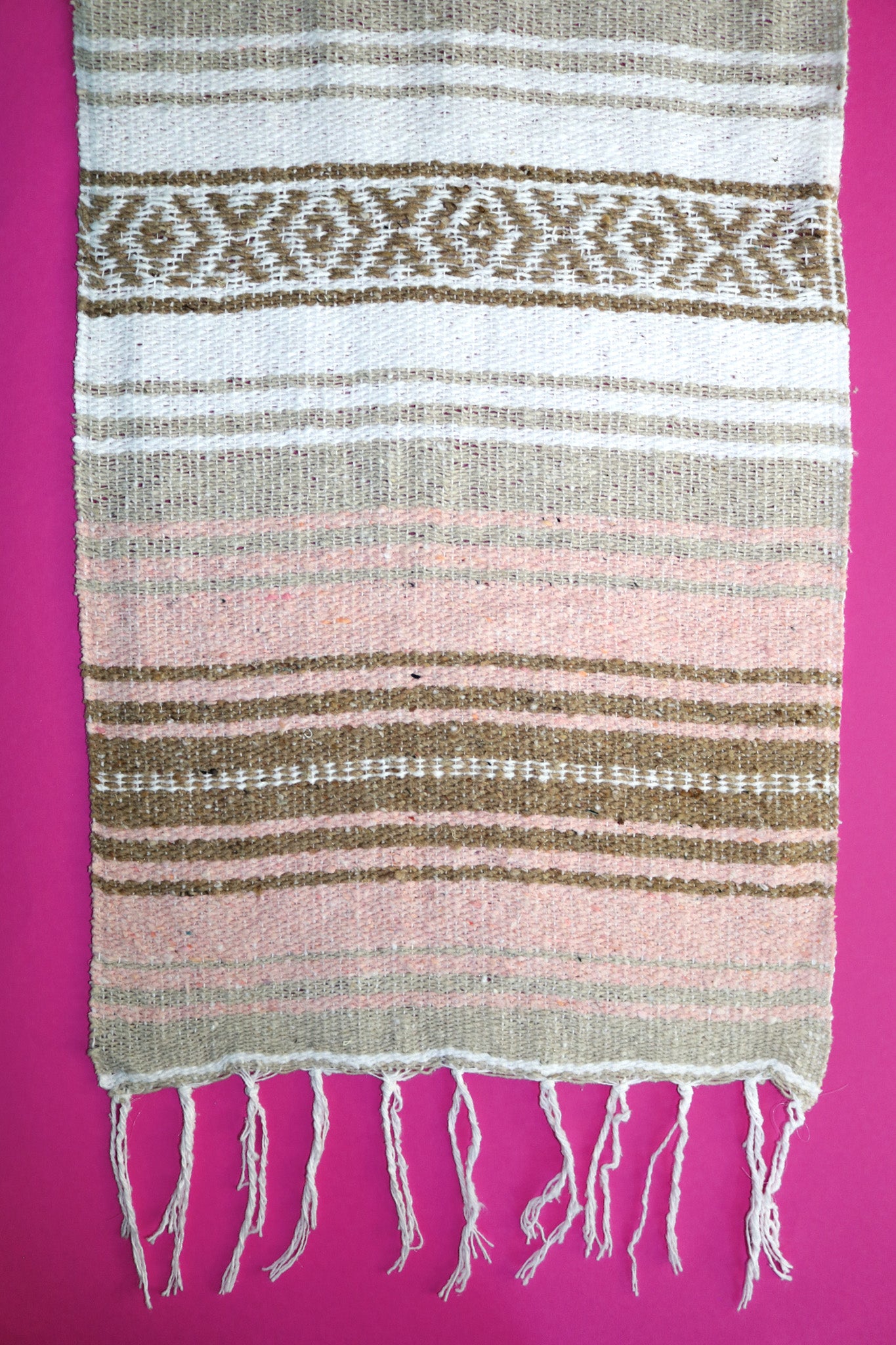 Bohemian Rustic Pastel Table Runner with Fringe