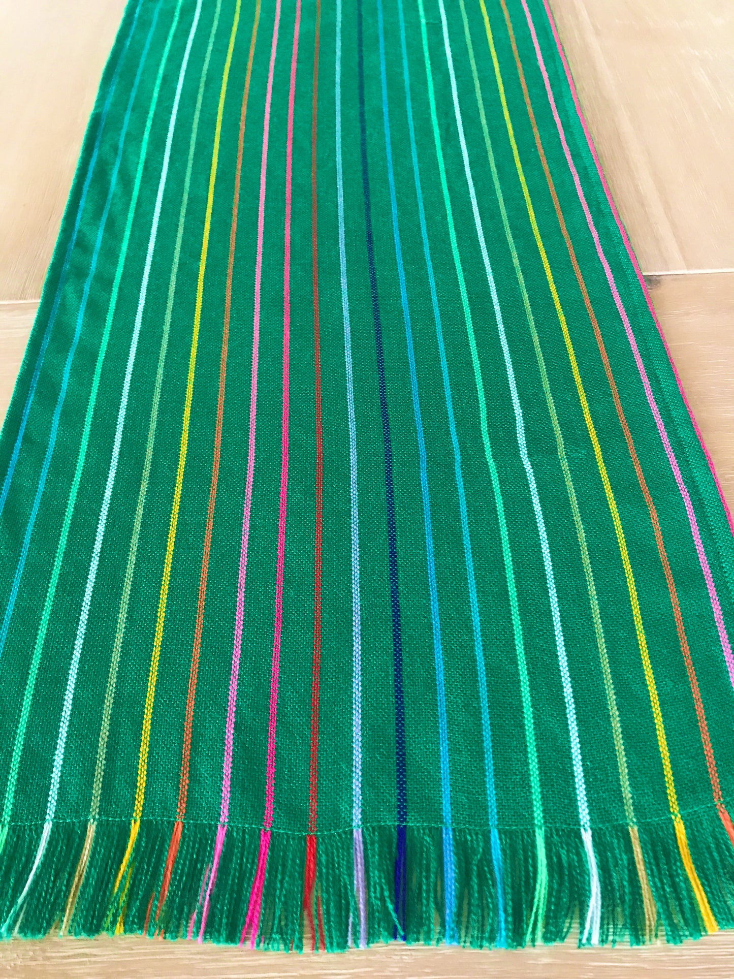 Mexican Fabric Table Runner - Rainbow green