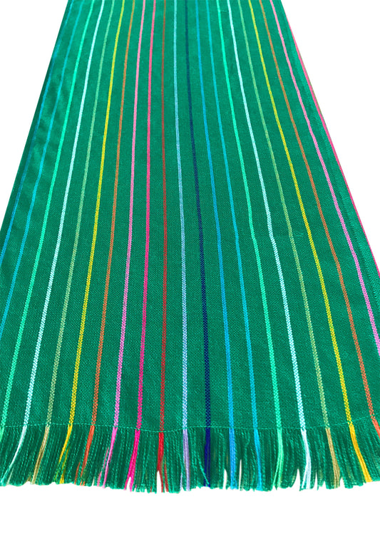 Mexican Fabric Table Runner - Rainbow green