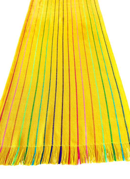 Mexican Fabric Table Runner - striped yellow