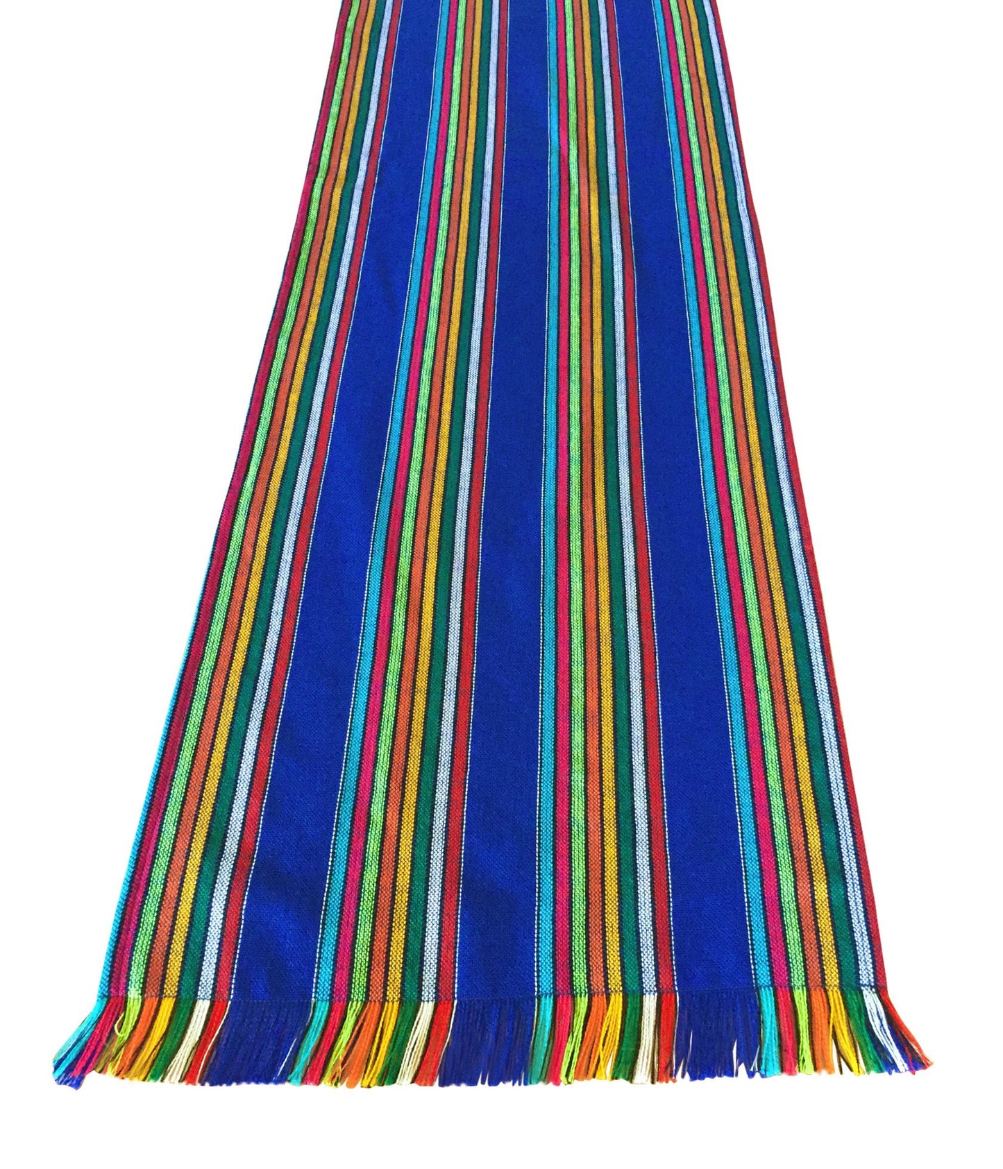 Mexican fabric Table Runner Colorful Blue stripes - MesaChic - 1