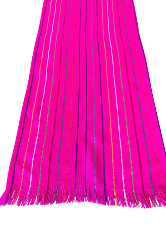 Mexican fabric Table Runner - Hot Pink stripes