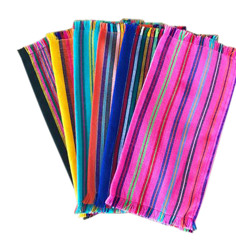 Mexican Fabric Napkins, Bulk Set of 6 Striped Assorted Colors – MesaChic