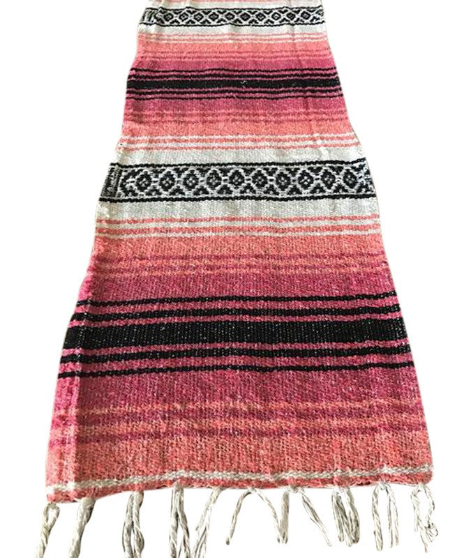 Bohemian Rustic Coral Table Runner with Fringe