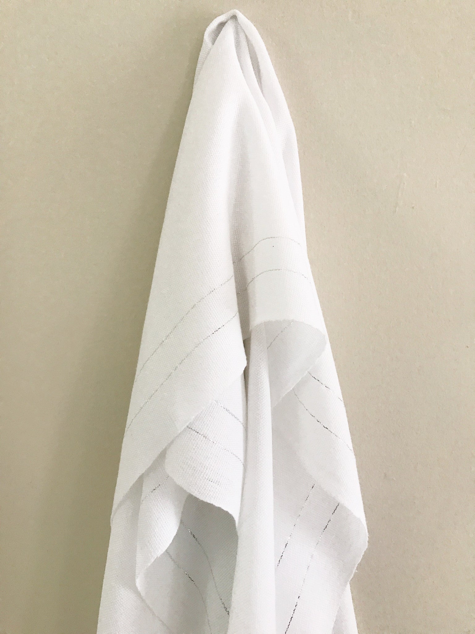 Mexican rebozo -white with silver details - MesaChic - 2