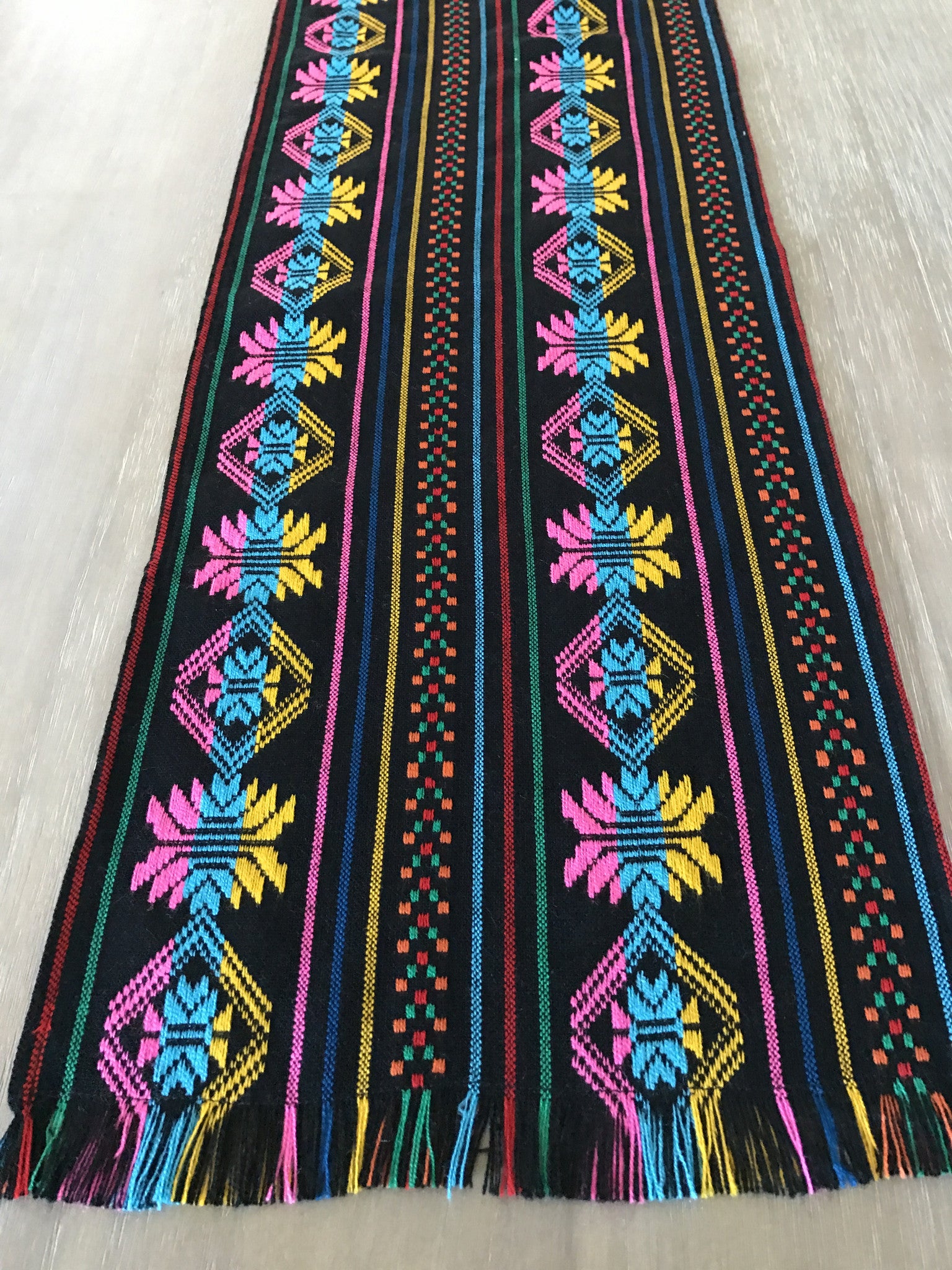 Mexican Table Runner Woven Colorful black design - MesaChic - 3