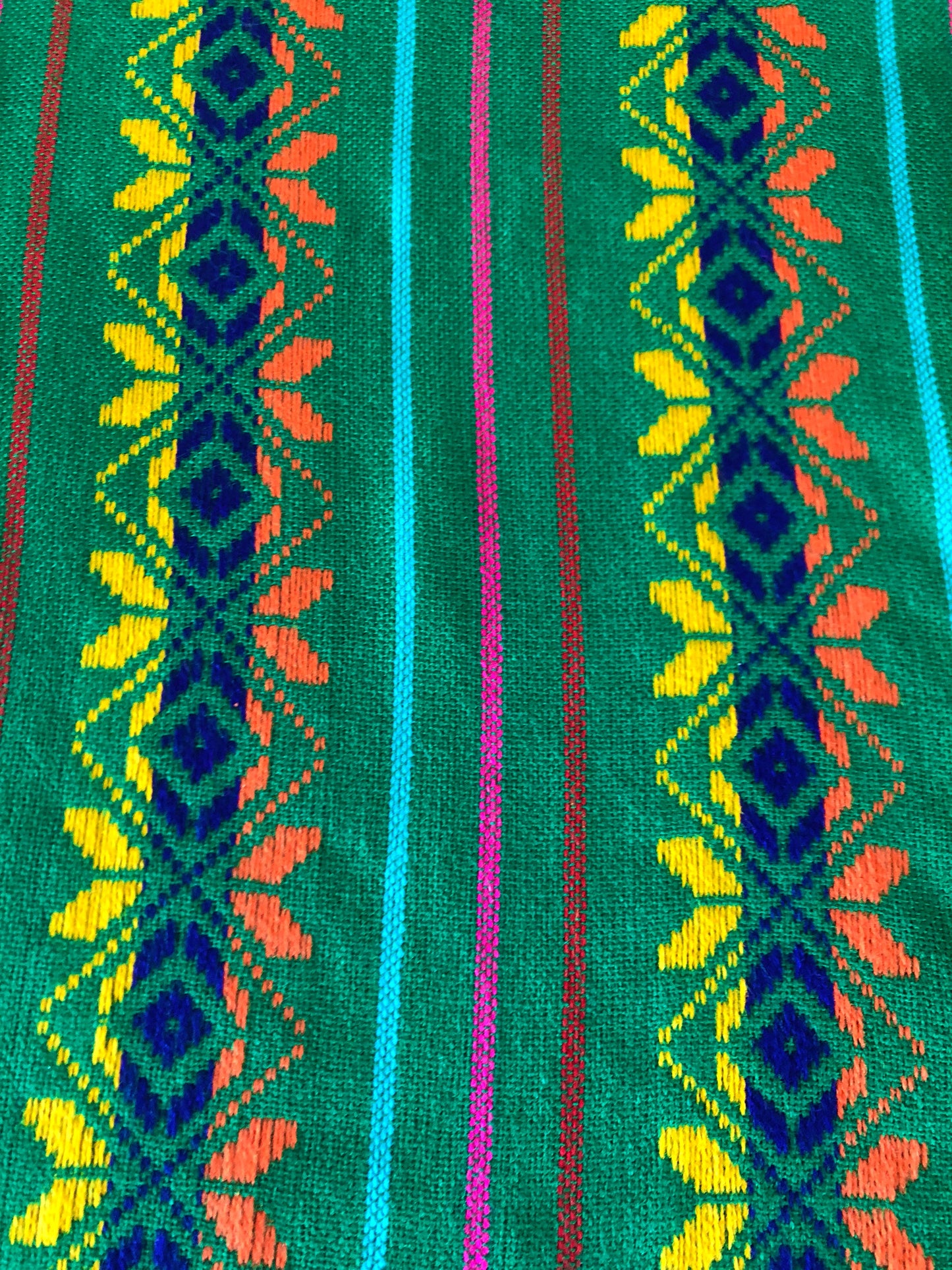 Mexican fabric Table Runner -Pine green