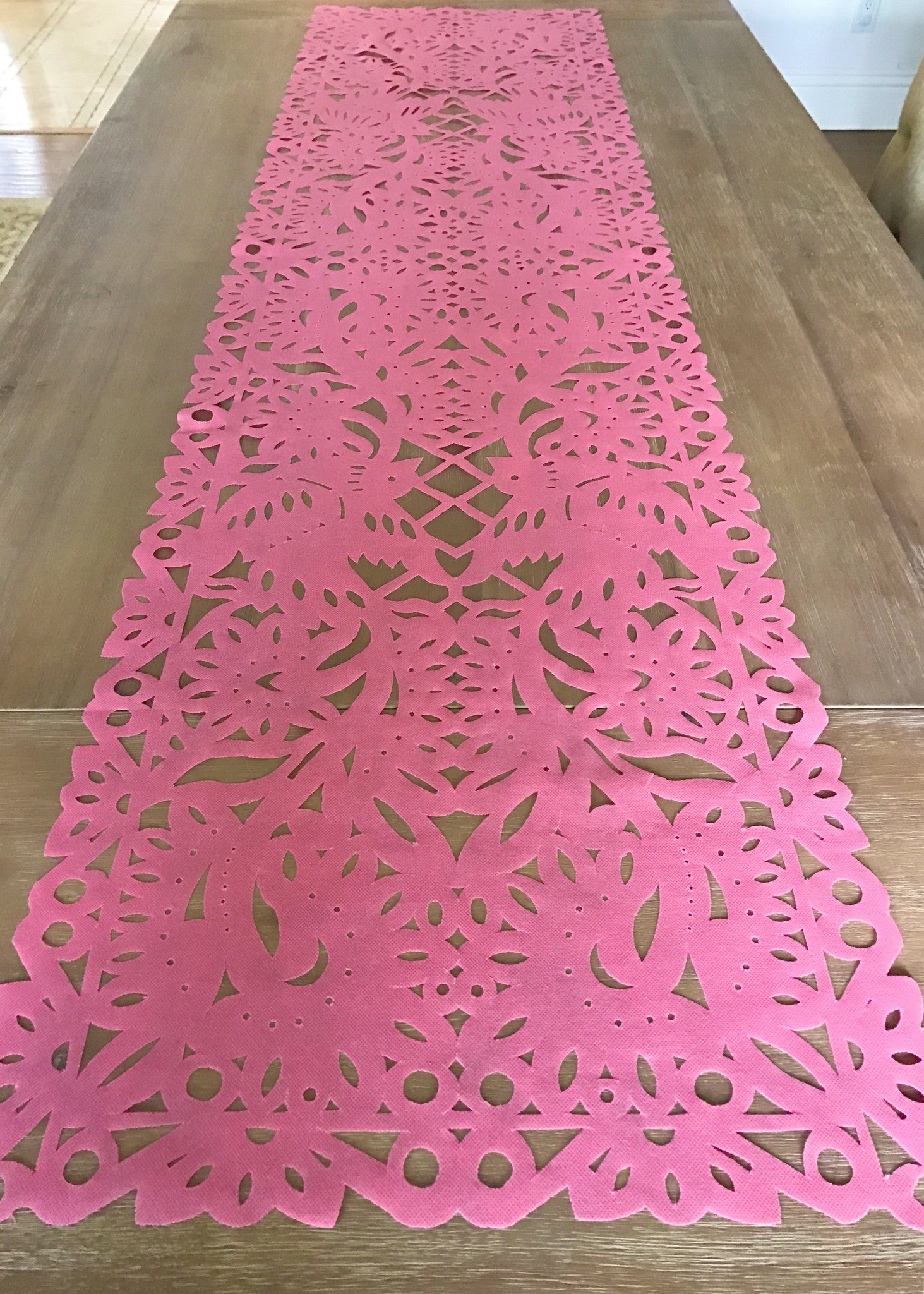 Mexican fabric Table Runner Papel Picado design Pink - MesaChic - 2