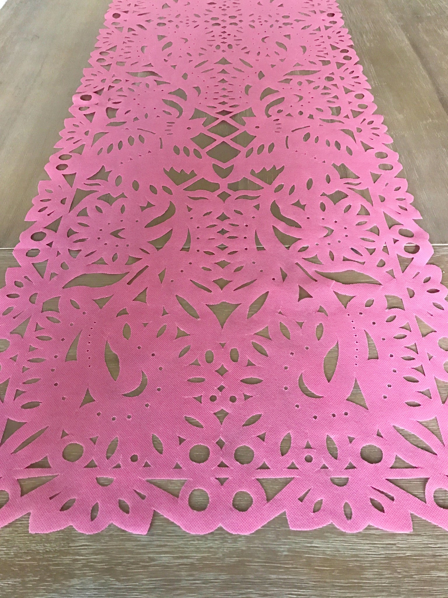Mexican fabric Table Runner Papel Picado design Pink - MesaChic - 3