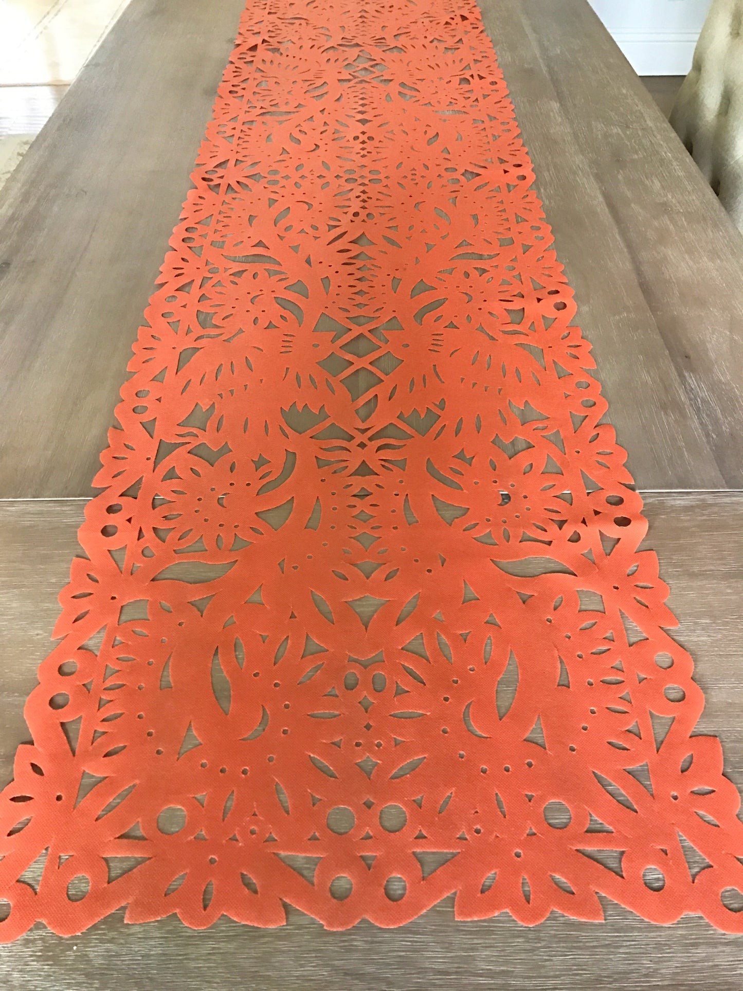 Mexican fabric Table Runner Papel Picado design Orange - MesaChic - 2