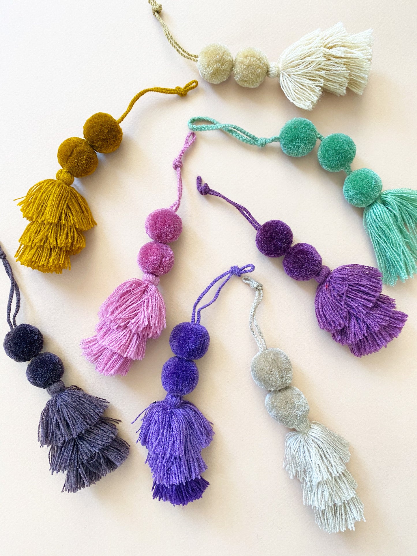 Bohemian pom pom tassel -Parisian colors