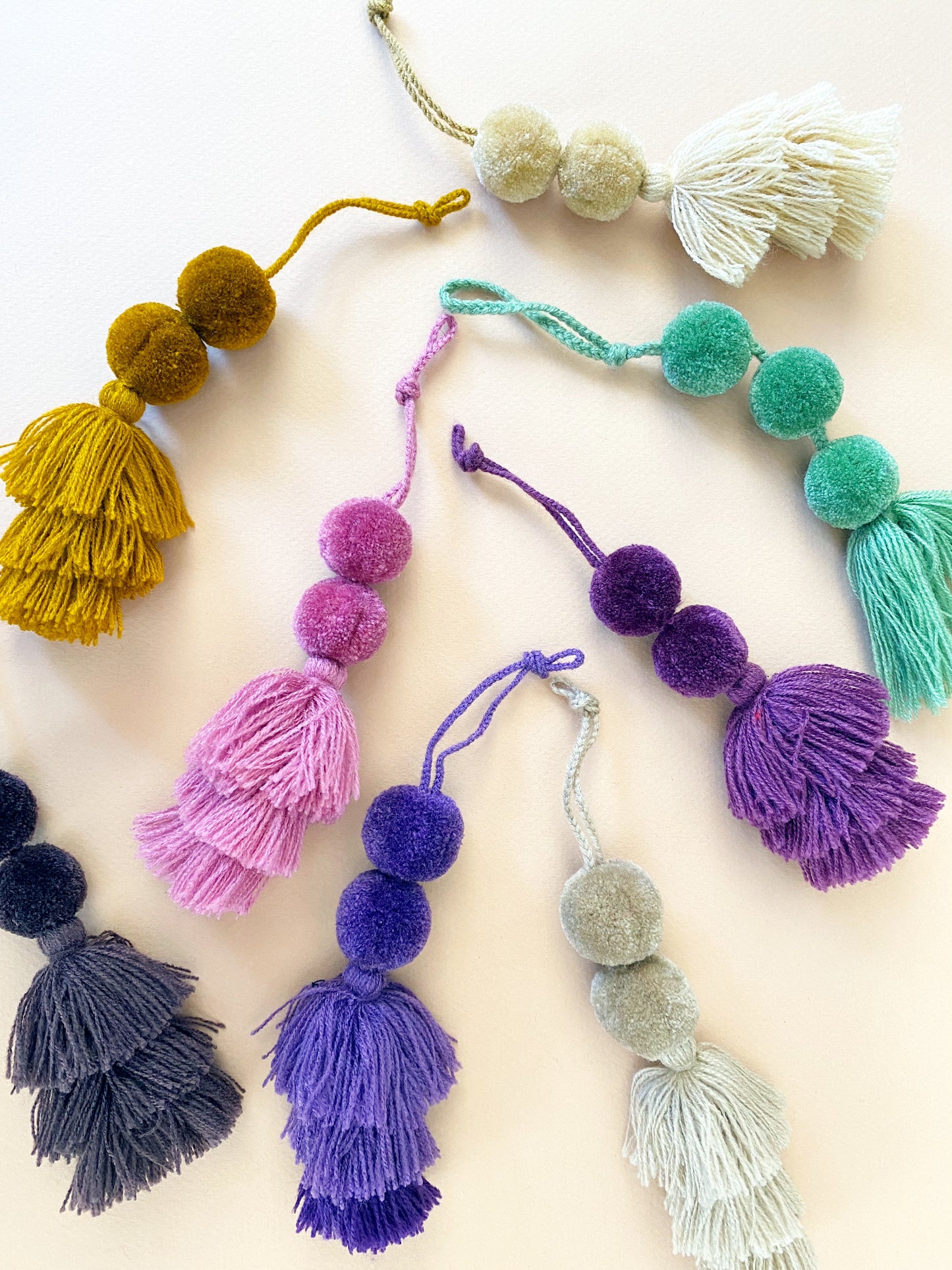 Bohemian pom pom tassel -Parisian colors