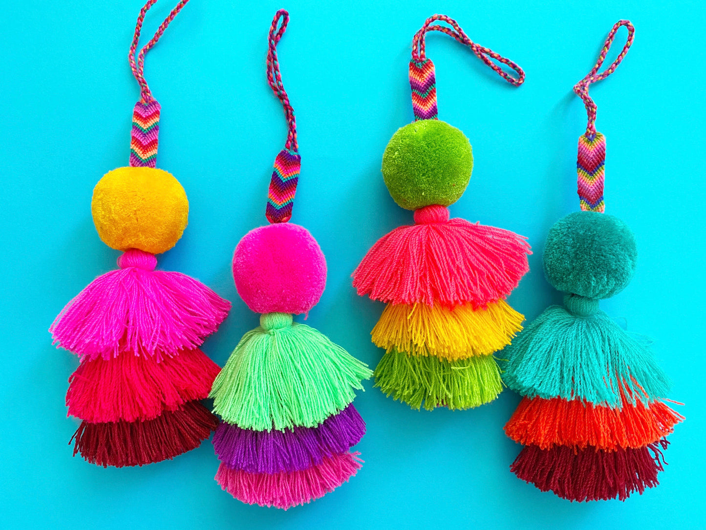 Large pom pom tassel - bright colors