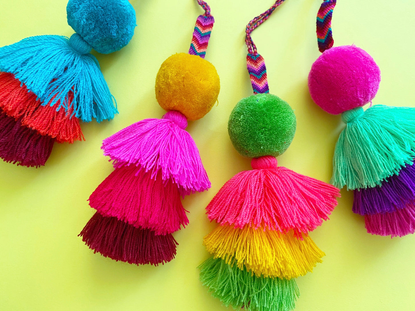 Large pom pom tassel - bright colors