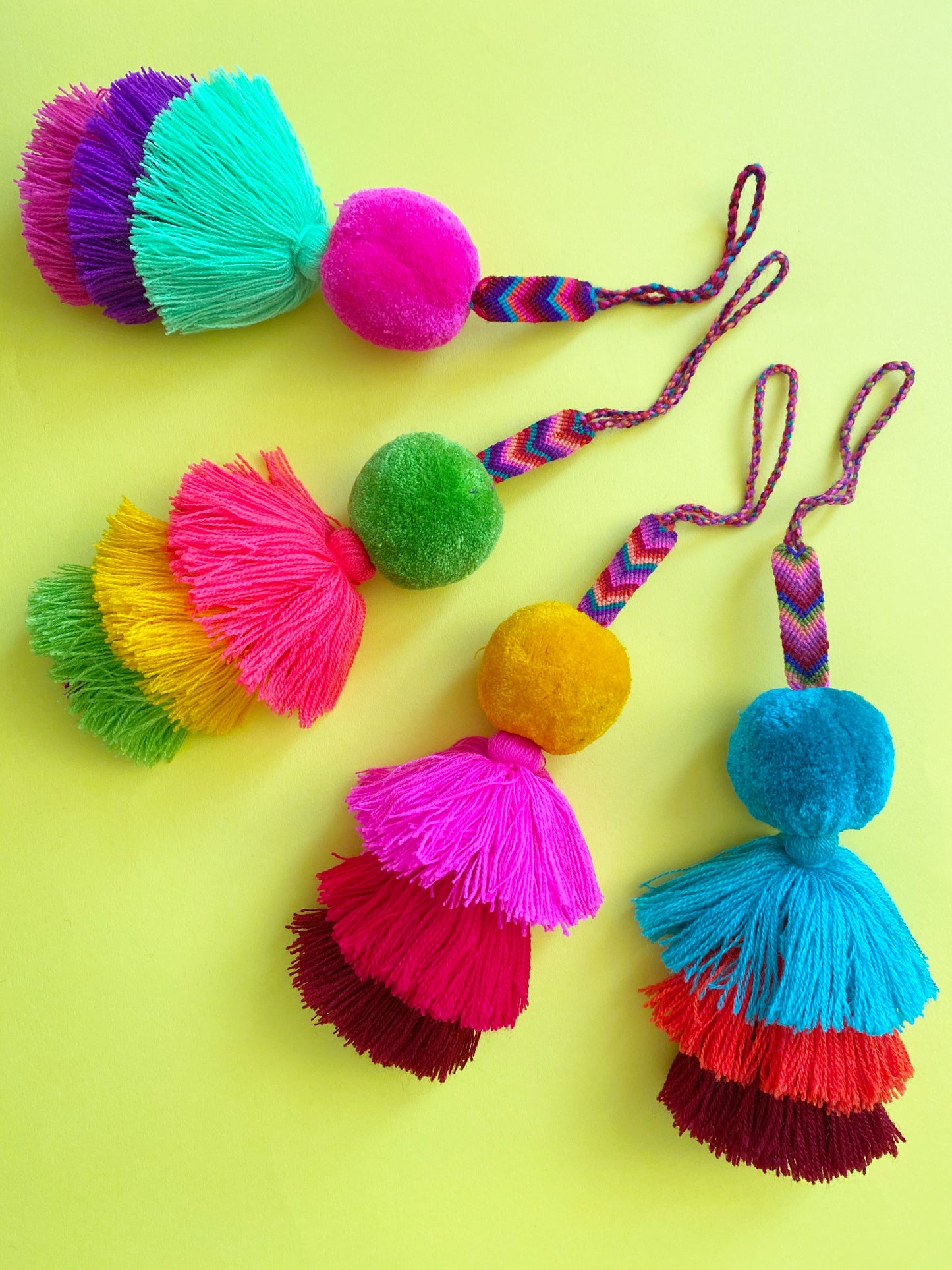 Large pom pom tassel - bright colors