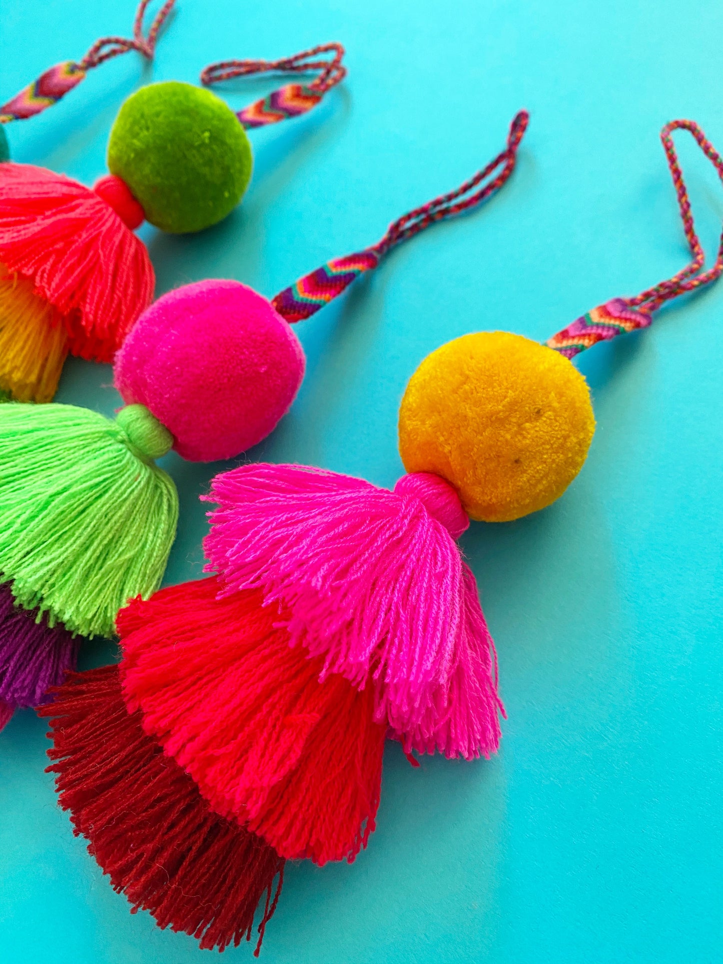 Large pom pom tassel - bright colors