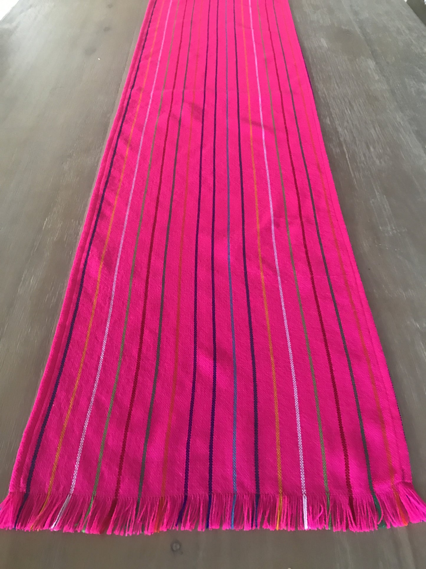 Mexican fabric Table Runner Colorful Pink stripes - MesaChic - 1