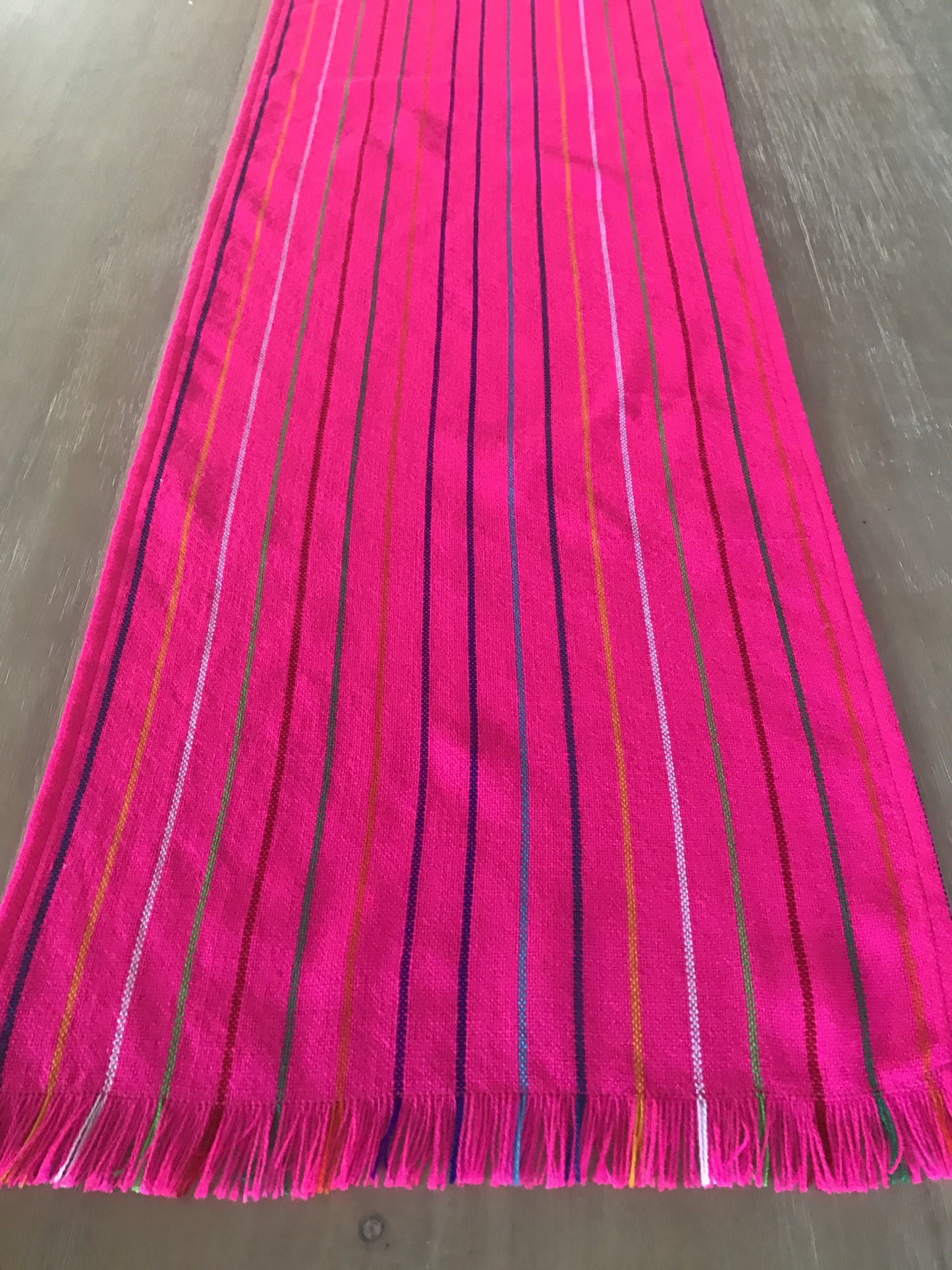 Mexican fabric Table Runner Colorful Pink stripes - MesaChic - 4