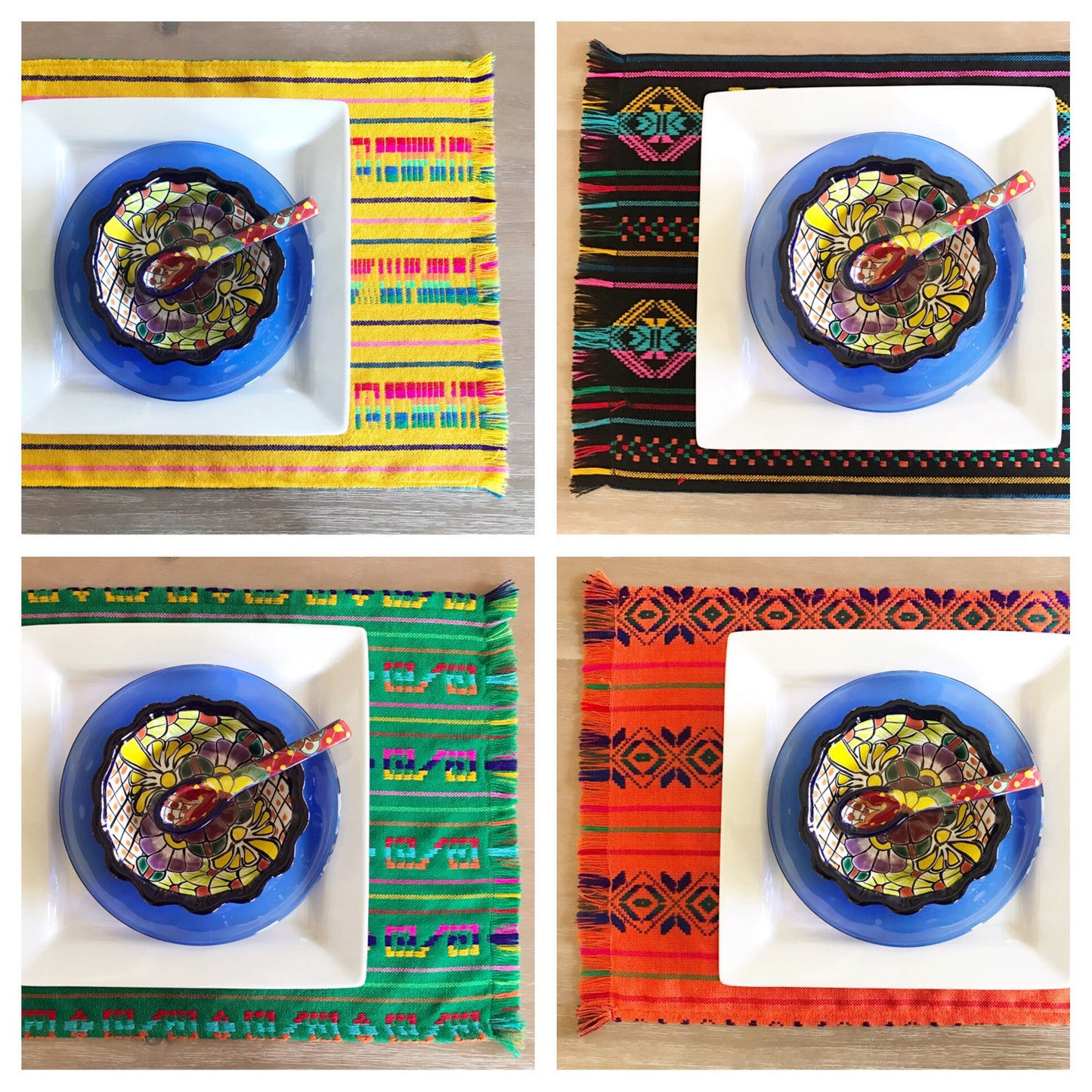 Mexican placemats set of 6 -assorted colors