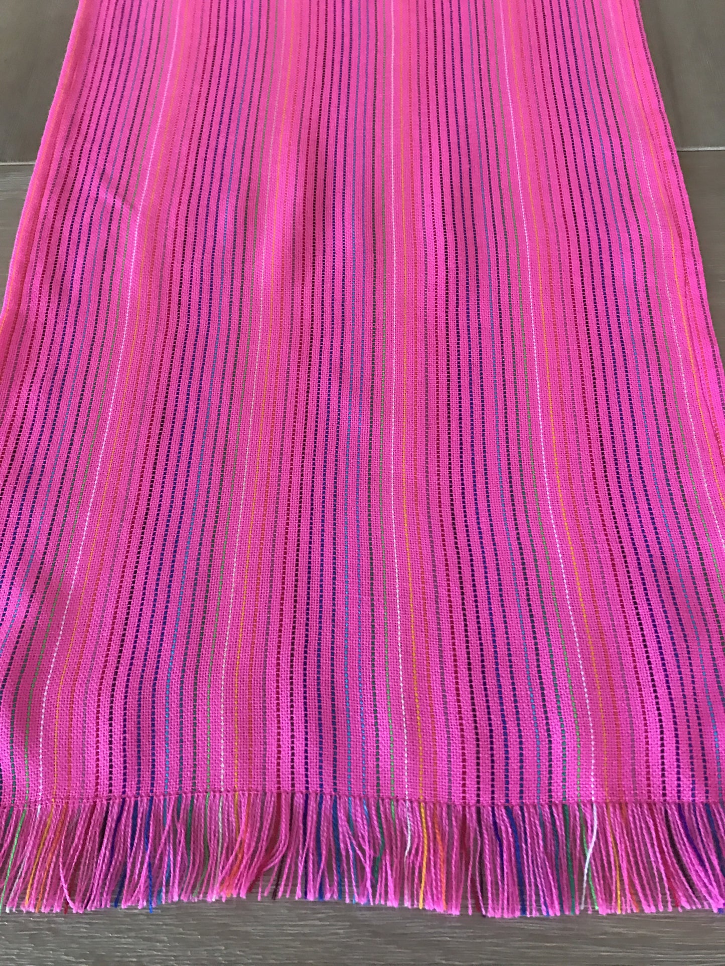 Mexican fabric Table Runner- Light Pink stripes
