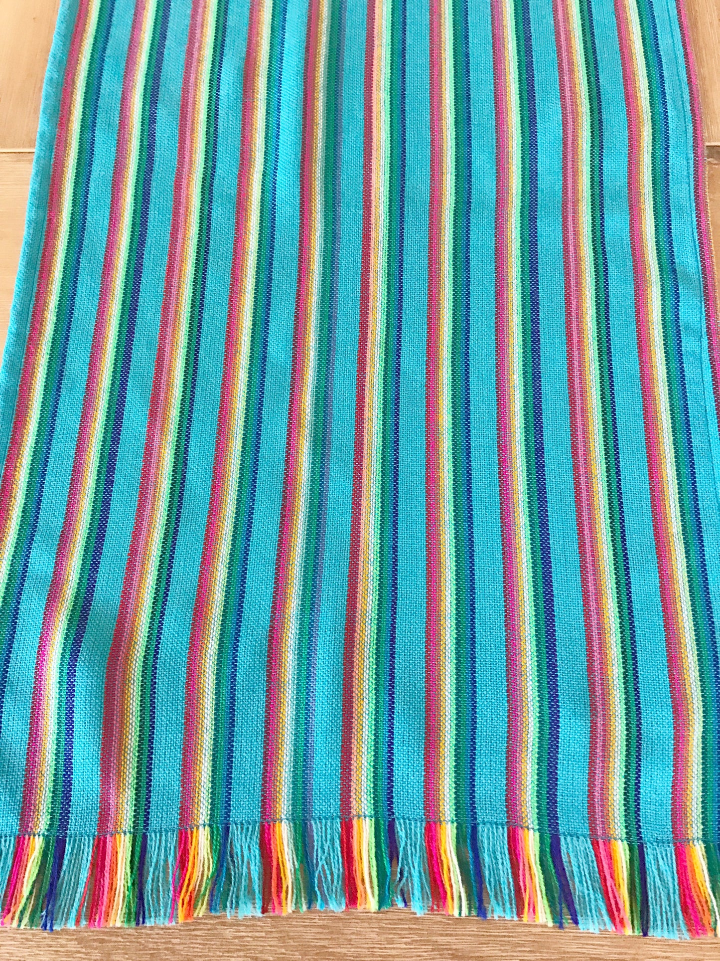 Mexican Table Runner Turquoise Stripes