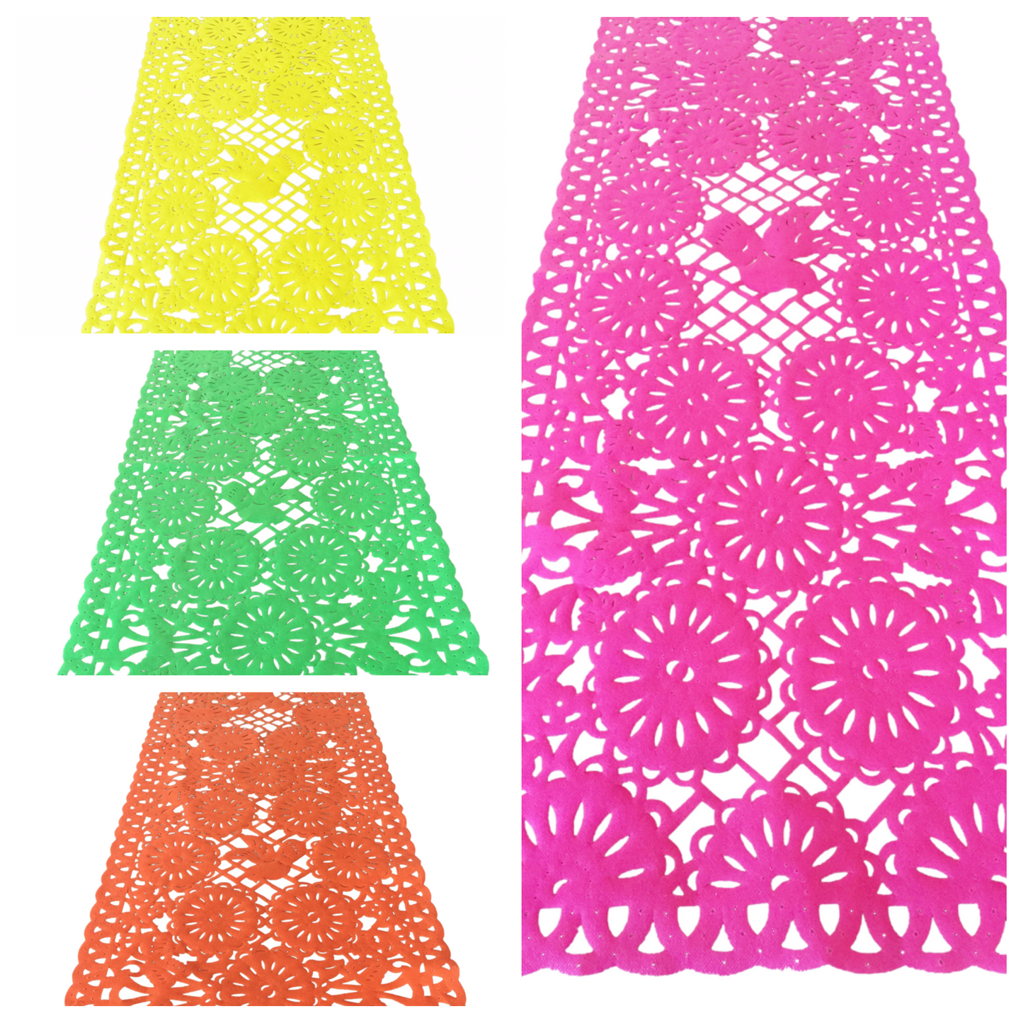 Mexican fabric Table Runner Papel Picado design -hot pink